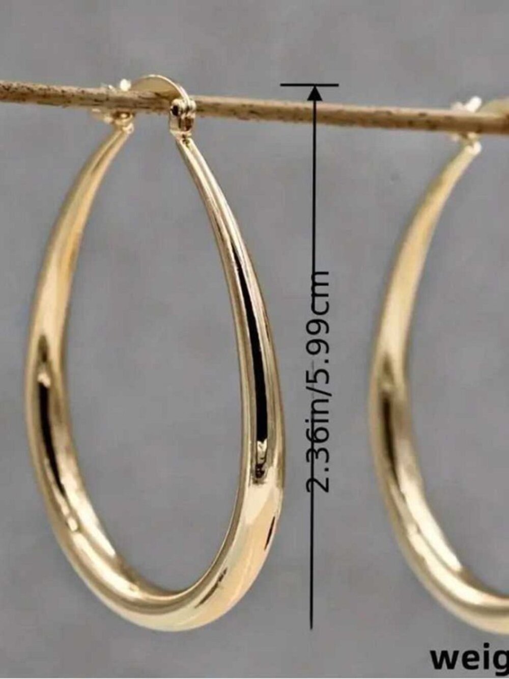 Oval Drop Gold Hoop Earrings Versatile Chic Women’s Jewelry - Picture 1 of 2